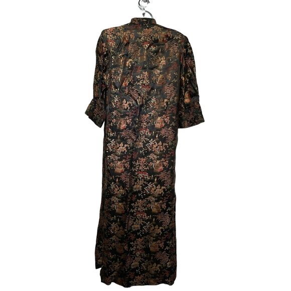 Peony Chinese Flower Blossom Tree Satin Dressing Gown Robe Dress Vintage size 34 - Picture 5 of 7
